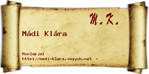 Mádi Klára névjegykártya